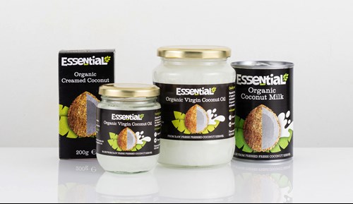 Essential Coconut range including tinned milk, creamed coconut and coconut oil